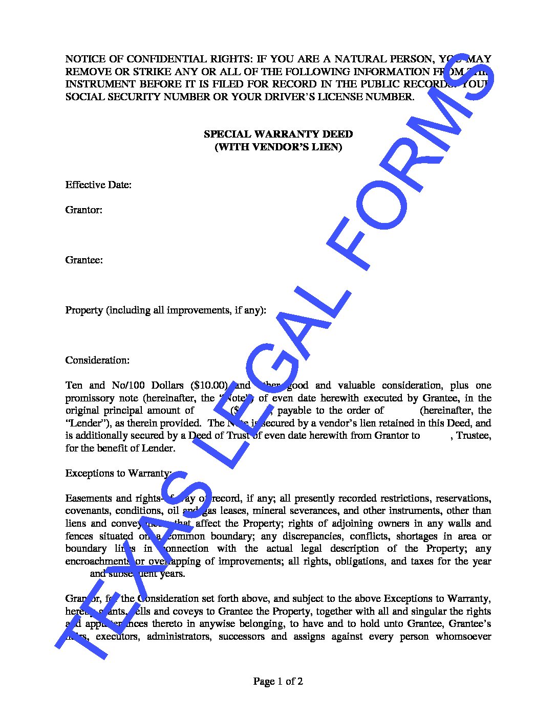 texas-special-warranty-deed-with-vendor-s-lien-form-download-real