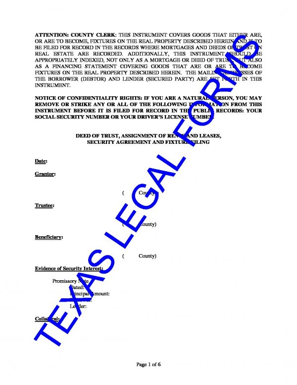 Texas Deed Of Trust Form Download Essential Real Estate Legal Forms Texas Legal Forms 6399