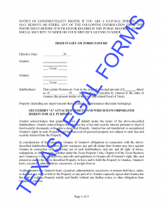 Texas Deed In Lieu Of Foreclosure Form - Buy Real Estate Legal Forms ...