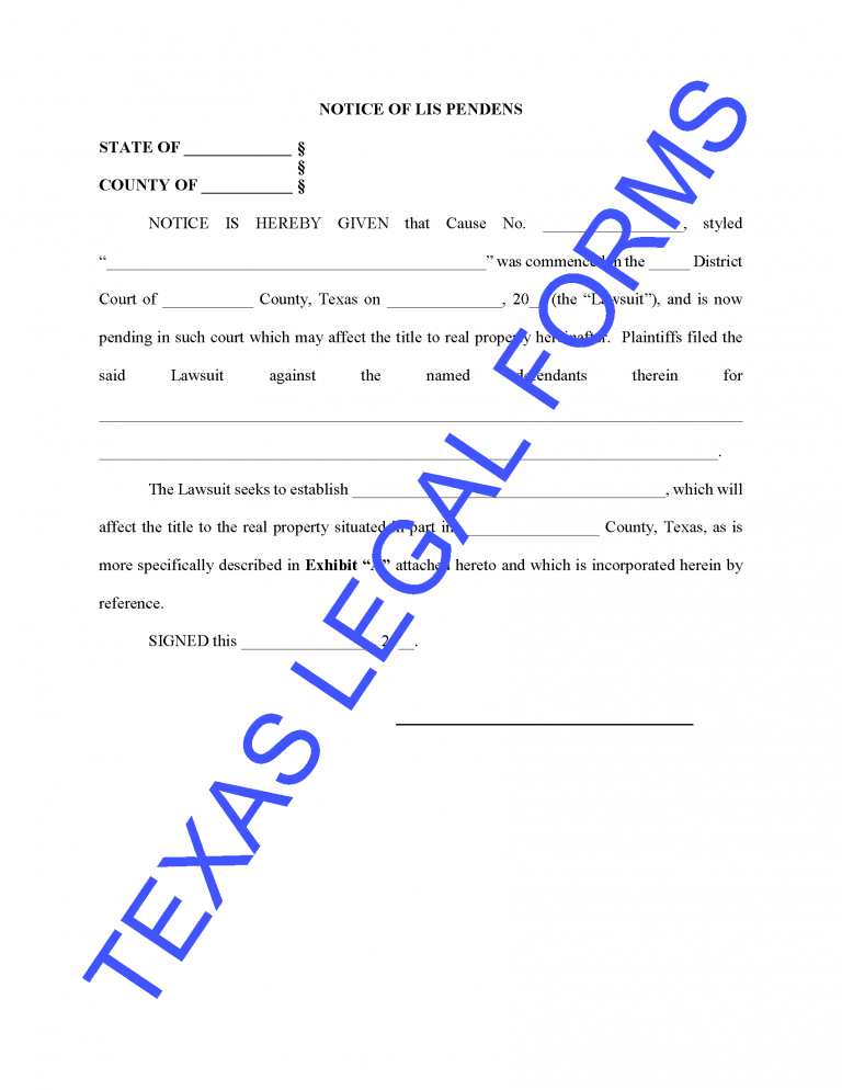 Texas Notice Of Lis Pendens Download Legal Forms Now Texas Legal Forms