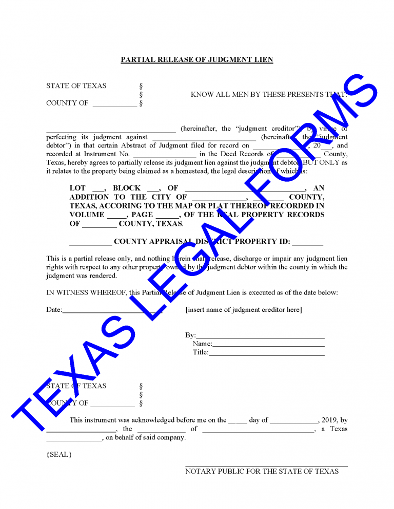 partial-release-of-judgment-lien-texas-legal-forms-by-david-goodhart